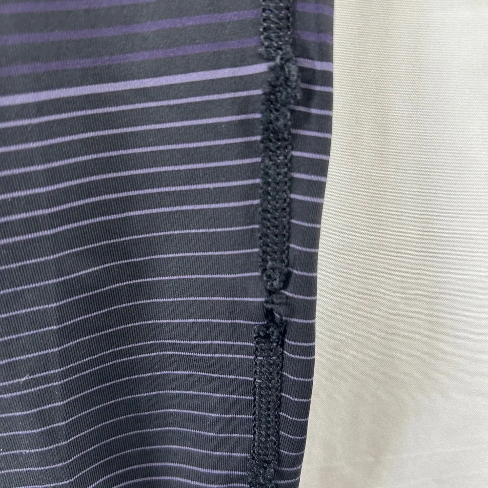 Lululemon Speed Up Tight Womens 8 Black Grey Blue Striped Running Leggings